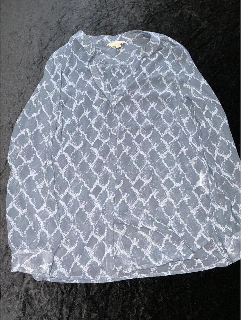 Banana Republic Blouse Top Women's Size M Button Front Long Sleeve Sheer Gray